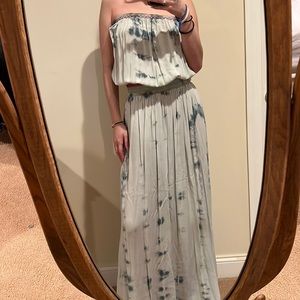 Tie dye beach dress with multi color embroidery